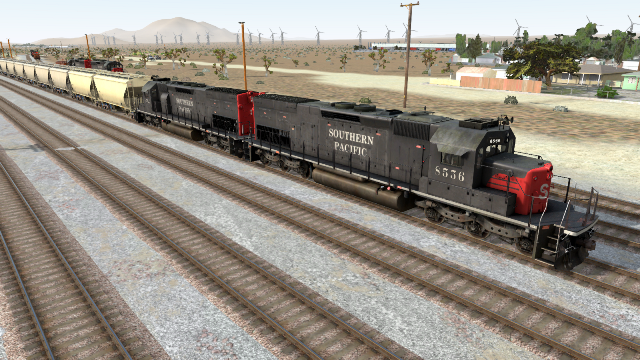 SP 8556 Prepares to lead the Mojave Flyer(LOQ53) up the Hill from Mojave